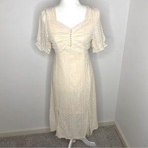 Elegant cream midi regency dress size M